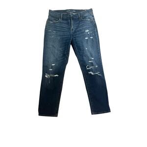 Old Navy Mid-Rise Boyfriend Jeans Women’s Size 6 Distressed Blue Denim